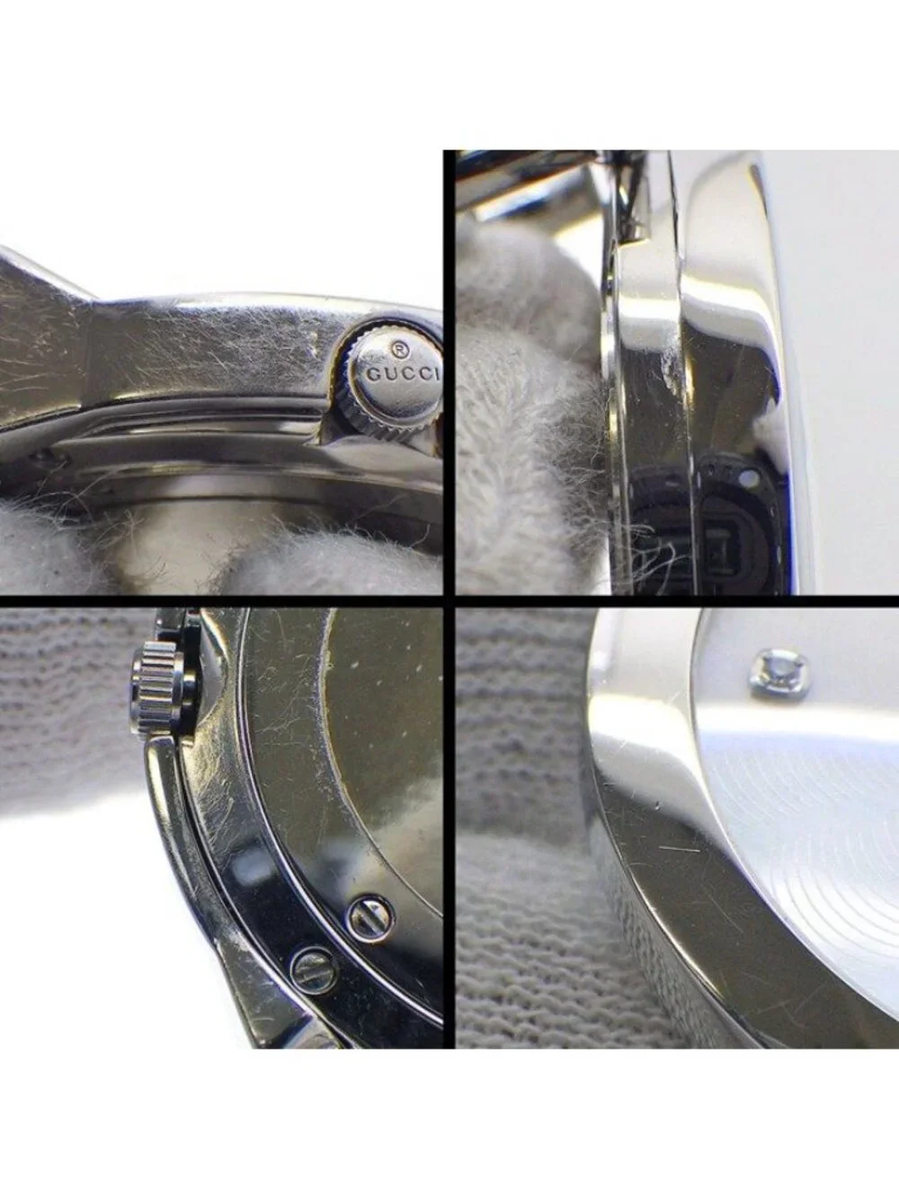 Gucci Watch Kiodo 122.5 Horsebit 3 Point Diamond Index White Shell Dial Date SS